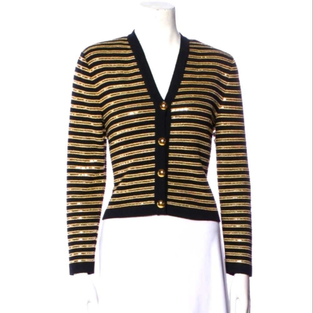 St. John Striped Sequin Sweater